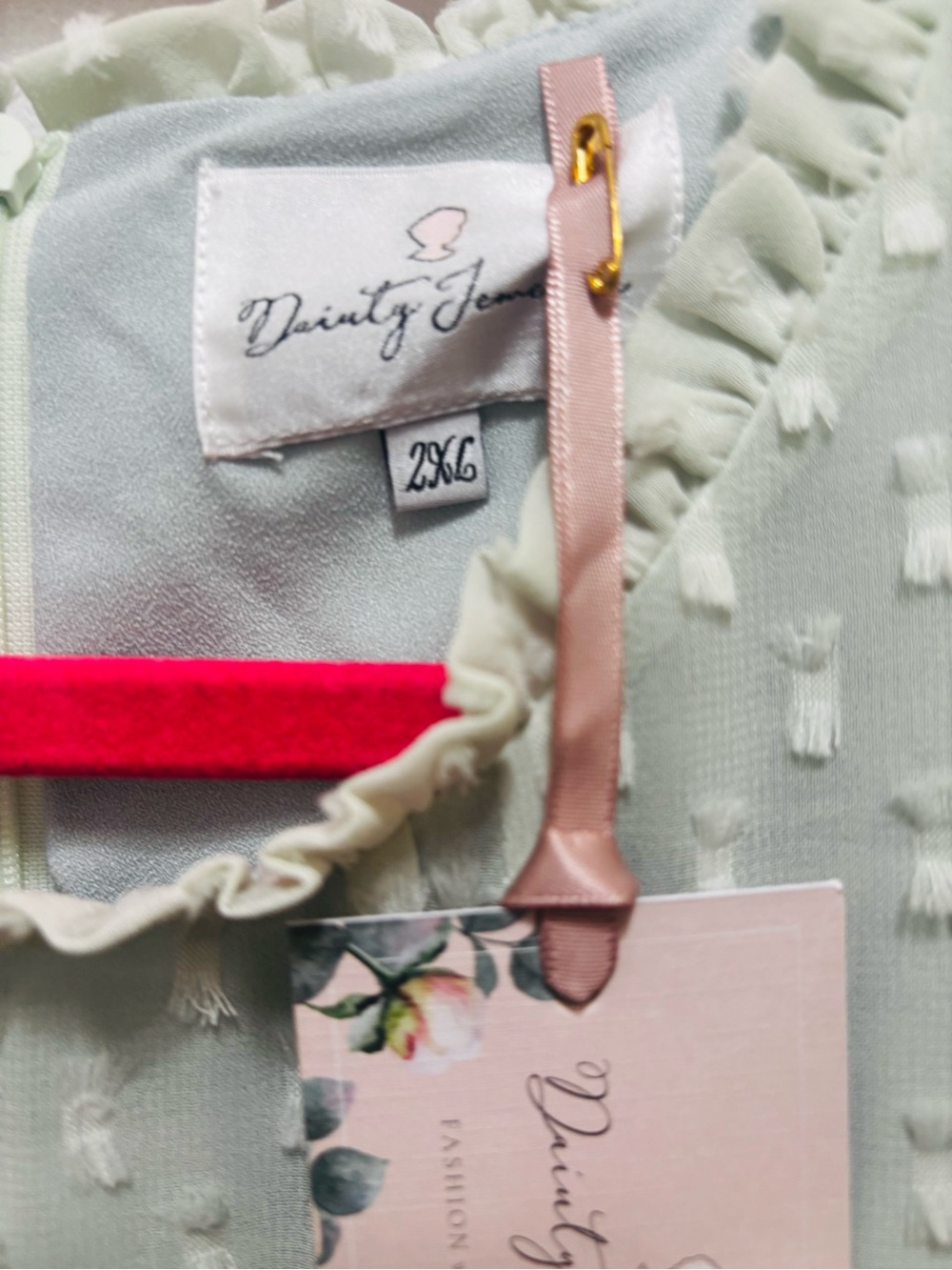 Dainty Jewells Light Sage Tiered Swiss Dot Dress - Picture 3 of 5